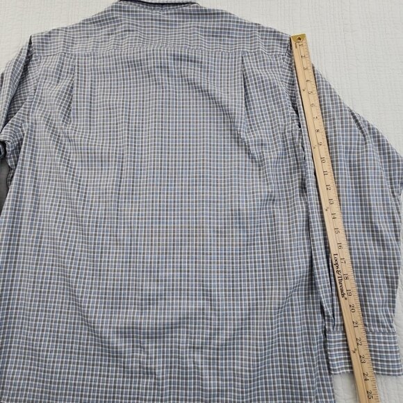 Jos A Bank Reserve Shirt Men's L Grey Blue Check EUC Egyptian Cotton Traditional - Picture 10 of 15